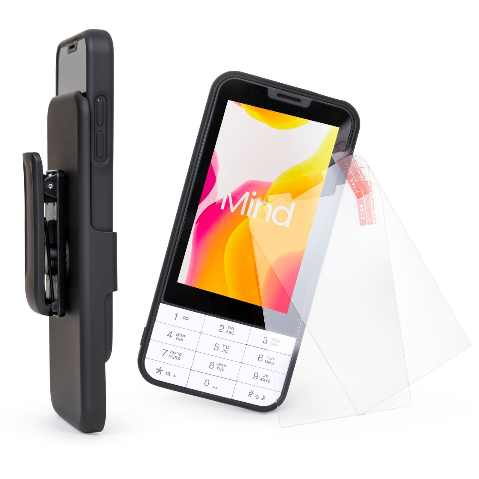 Mind Phone protective holster with belt clip Case with Screen Protector - Black